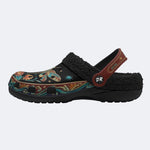 Vintage Dragonfly Flowers Print Fleece-Lined Clogs