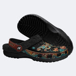 Vintage Dragonfly Flowers Print Fleece-Lined Clogs