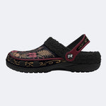 Romantic Black Cat Hibiscus Print Clogs