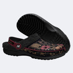 Romantic Black Cat Hibiscus Print Clogs