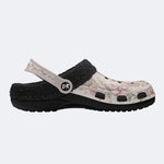 Pastel Kitten Floral Print Fleece-Lined Clogs