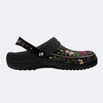Ornate Songbird Botanical Print Fleece-Lined Clogs