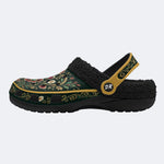 Ornate Floral Heart Print Fleece-Lined Clogs