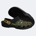 Ornate Floral Heart Print Fleece-Lined Clogs
