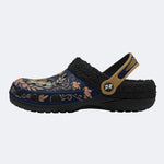 Vintage Moth Rose Print Fleece-Lined Clogs