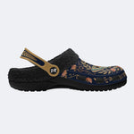 Vintage Moth Rose Print Fleece-Lined Clogs