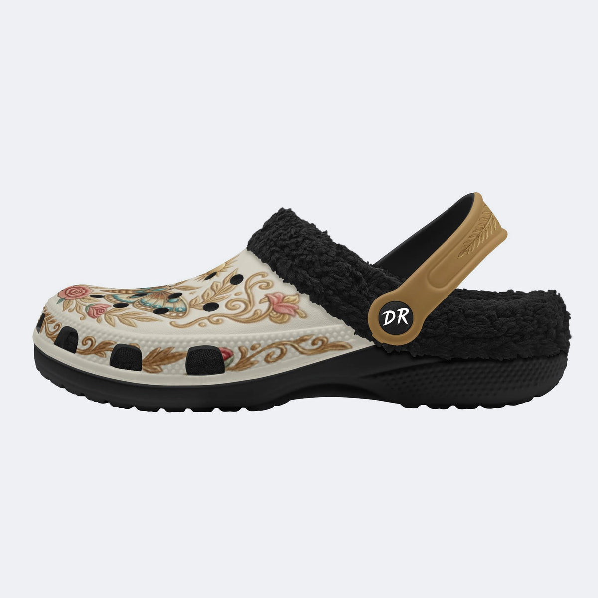 Vintage Moth Rose Print Clogs