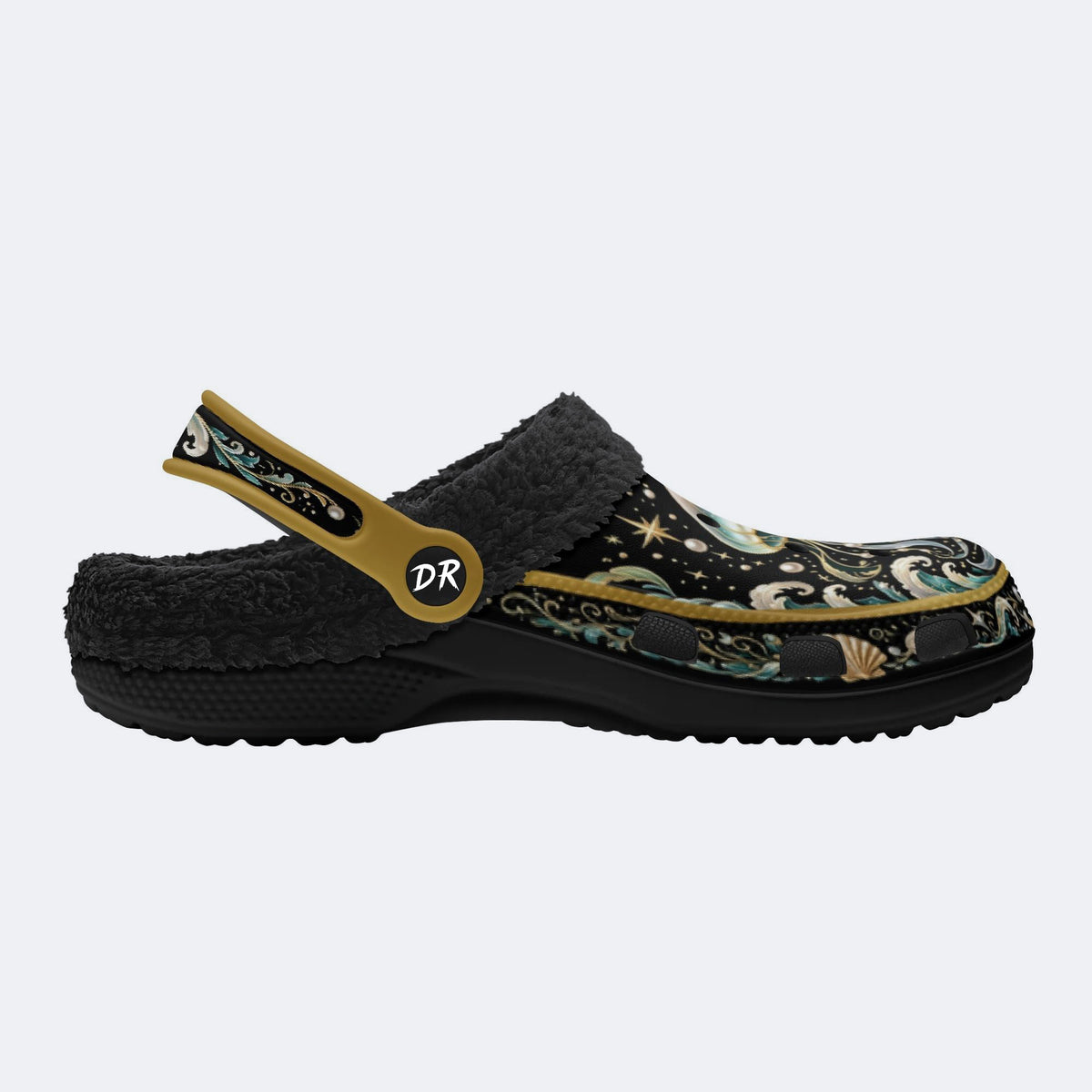 Emerald Jellyfish Fantasy Print Fleece-Lined Clogs