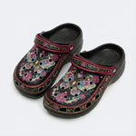 Romantic Psychedelic Butterfly Wreath Print Fleece-Lined Clogs