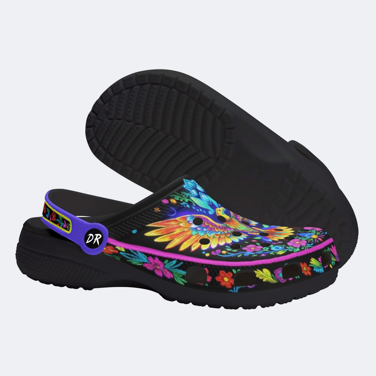 Phantom Night Eagle Print Fleece-Lined Clogs