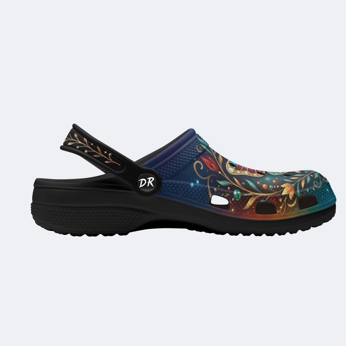 Brilliant Butterfly on Vines Print Clogs