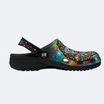 Dreamy Butterfly Dancing Among Flowers Print Fleece-Lined Clogs