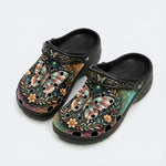 Fantasy Butterfly Flower Cluster Print Fleece-Lined Clogs