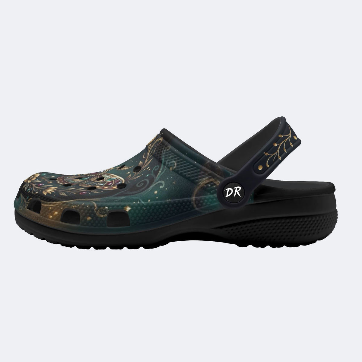Jewel Moth Vintage Wreath Print Clogs