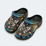 Jewel Butterfly Vintage Wreath Print Fleece-Lined Clogs
