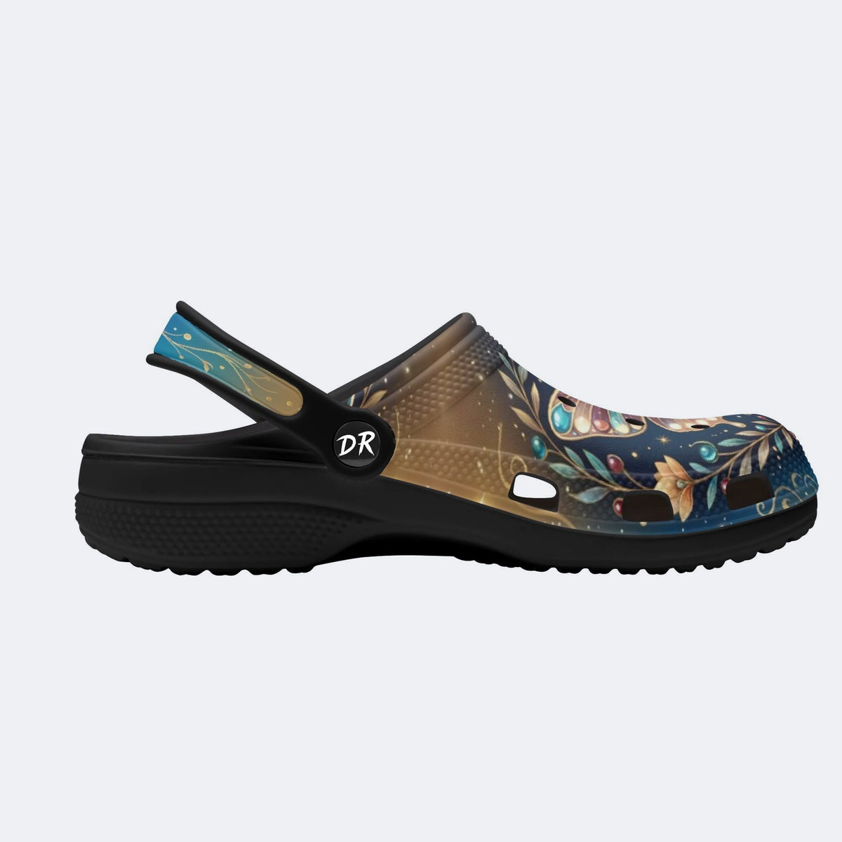 Jewel Butterfly Vintage Wreath Print Fleece-Lined Clogs