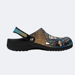 Jewel Butterfly Vintage Wreath Print Fleece-Lined Clogs