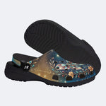 Jewel Butterfly Vintage Wreath Print Fleece-Lined Clogs
