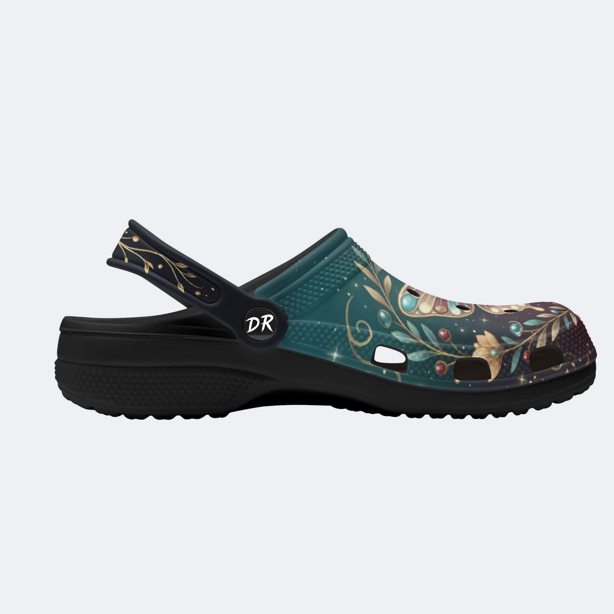 Jewel Butterfly Vintage Wreath Print Fleece-Lined Clogs