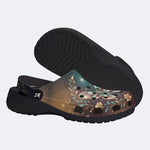 Jewel Butterfly Vintage Wreath Print Fleece-Lined Clogs