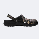 Jewel Moth Mushroom Wreath Print Fleece-Lined Clogs