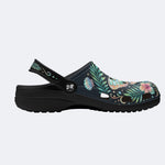Underwater Fluorescent Moth Shell Wreath Print Fleece-Lined Clogs