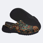 Retro Moth Mushroom Totem Print Fleece-Lined Clogs