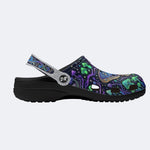 Psychedelic Mushroom Forest Moth Retro Print Clogs