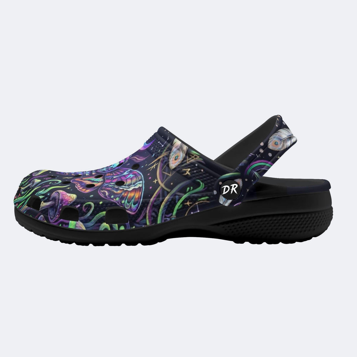 Mushroom Forest Death Moth Print Clogs