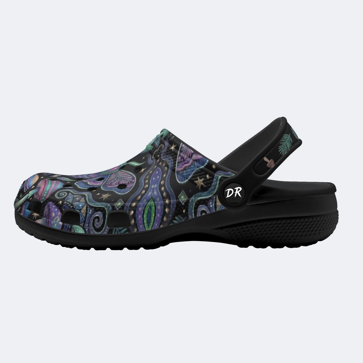 Vintage Mushroom Forest Moth Print Clogs