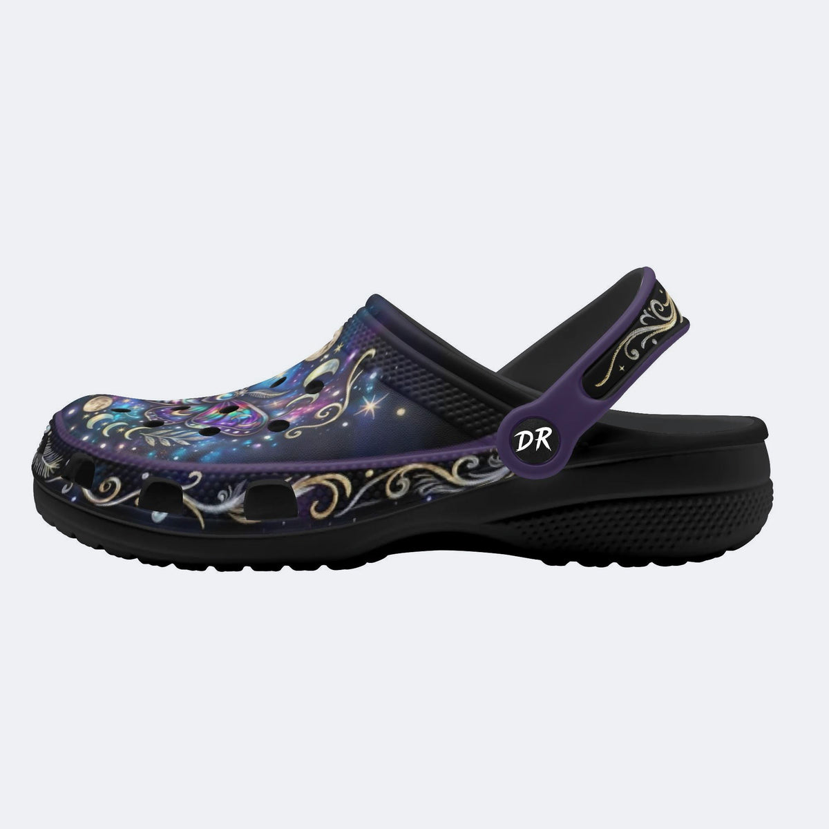 Jewel Moth Vintage Wreath Print Clogs