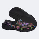 Psychedelic Moth Vintage Wreath Print Fleece-Lined Clogs