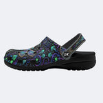 Psychedelic Jeweled Dragonfly Print Fleece-Lined Clogs