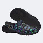 Psychedelic Jeweled Dragonfly Print Fleece-Lined Clogs
