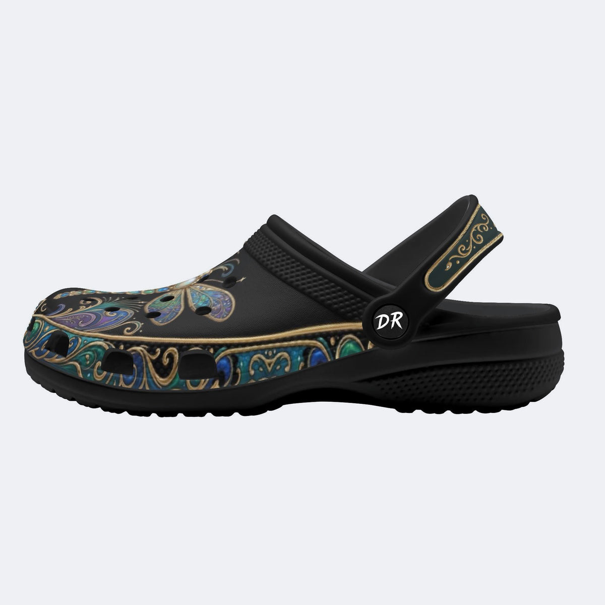 Vintage Dragonfly Print Clogs