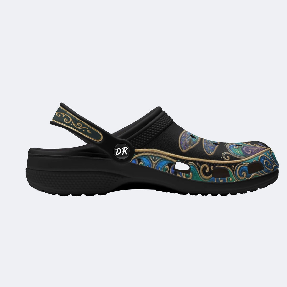 Vintage Dragonfly Print Clogs