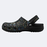 Vintage Dragonfly Print Fleece-Lined Clogs