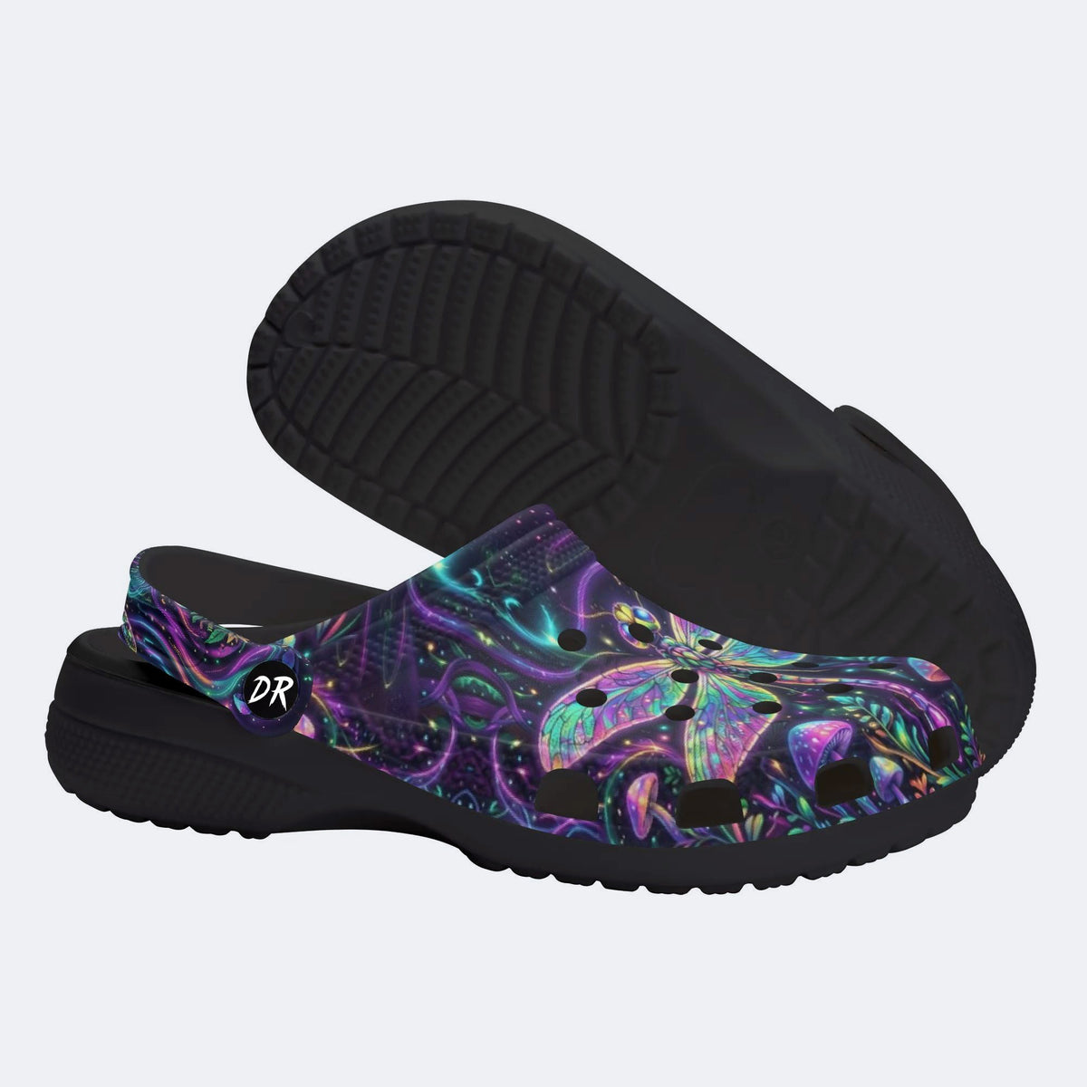 Psychedelic Dragonfly Print Clogs