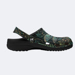 Dragonfly Forest Print Fleece-Lined Clogs