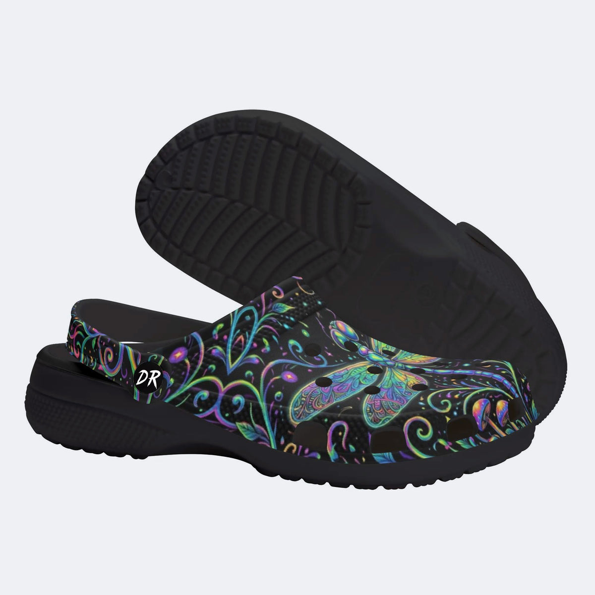 Psychedelic dragonfly Print Clogs