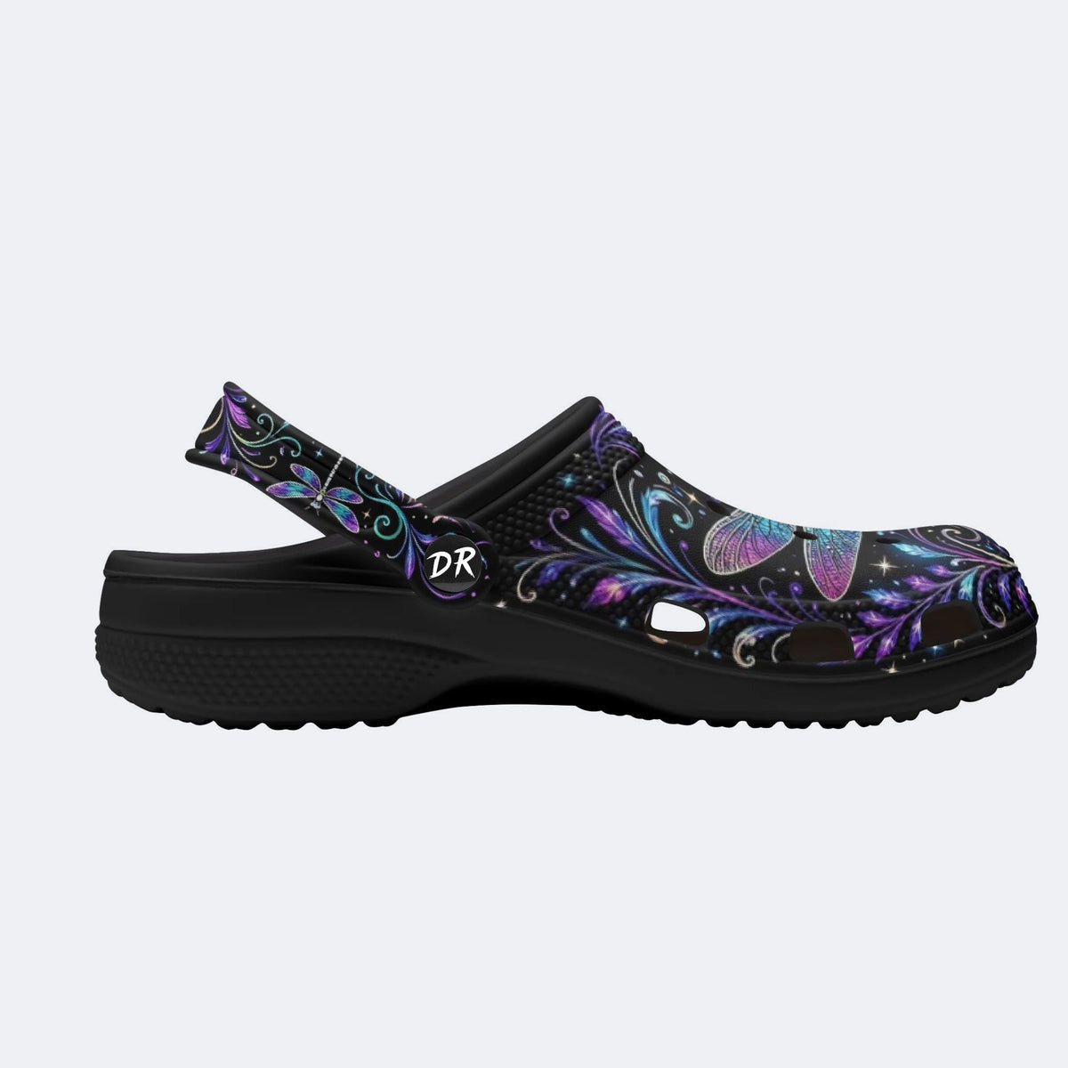 Psychedelic dragonfly Print Fleece-Lined Clogs
