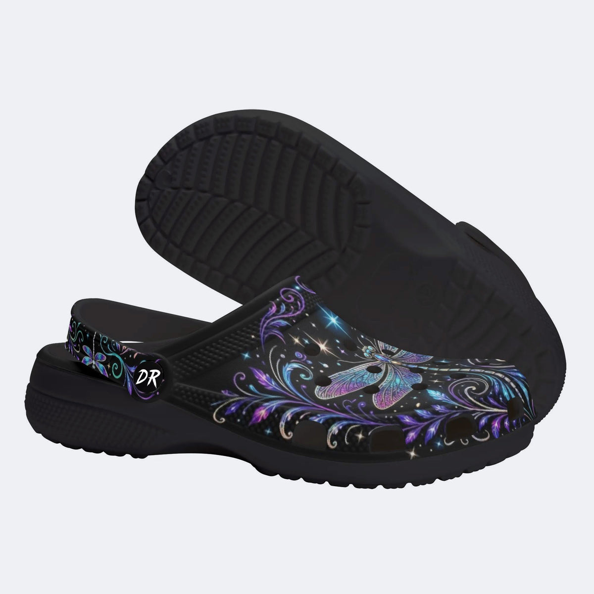 Psychedelic dragonfly Print Fleece-Lined Clogs