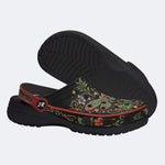 Jewel Dragonfly Vintage Wreath Print Fleece-Lined Clogs