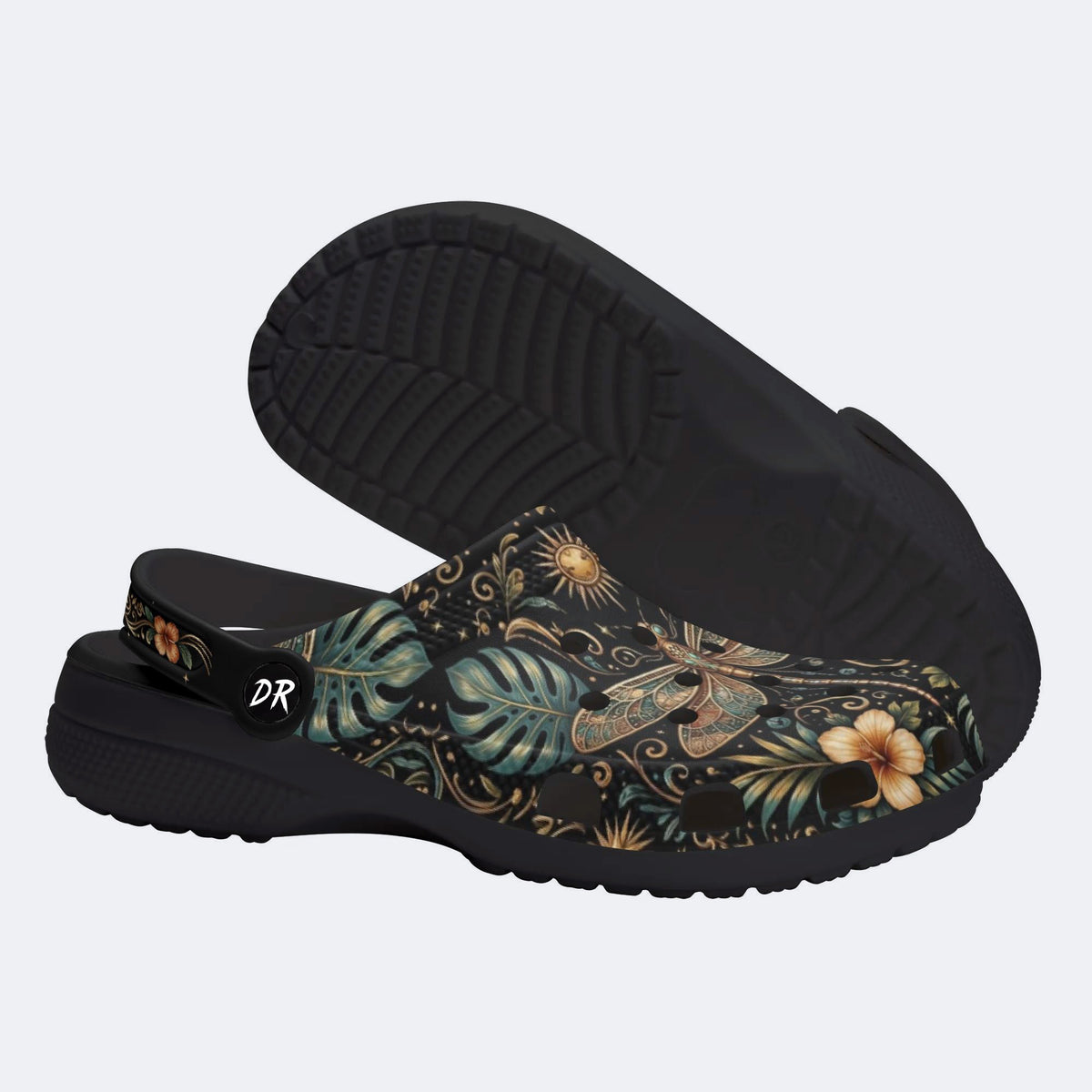 Tropical Dragonfly Flora Print Clogs
