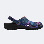 Psychedelic Mushroom Dragonfly Print Fleece-Lined Clogs