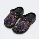 Celestial Black Cat Tropical Print Clogs