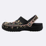 Sunny Cat Coastal Floral Print Fleece-Lined Clogs