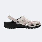 Pastel Kitten Floral Print Fleece-Lined Clogs