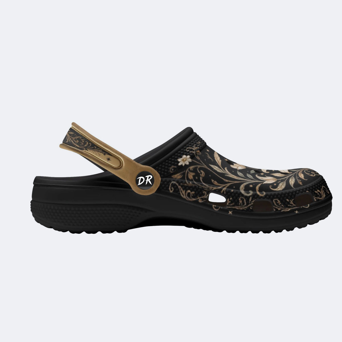 Ornate Celestial Floral Print Fleece-Lined Clogs