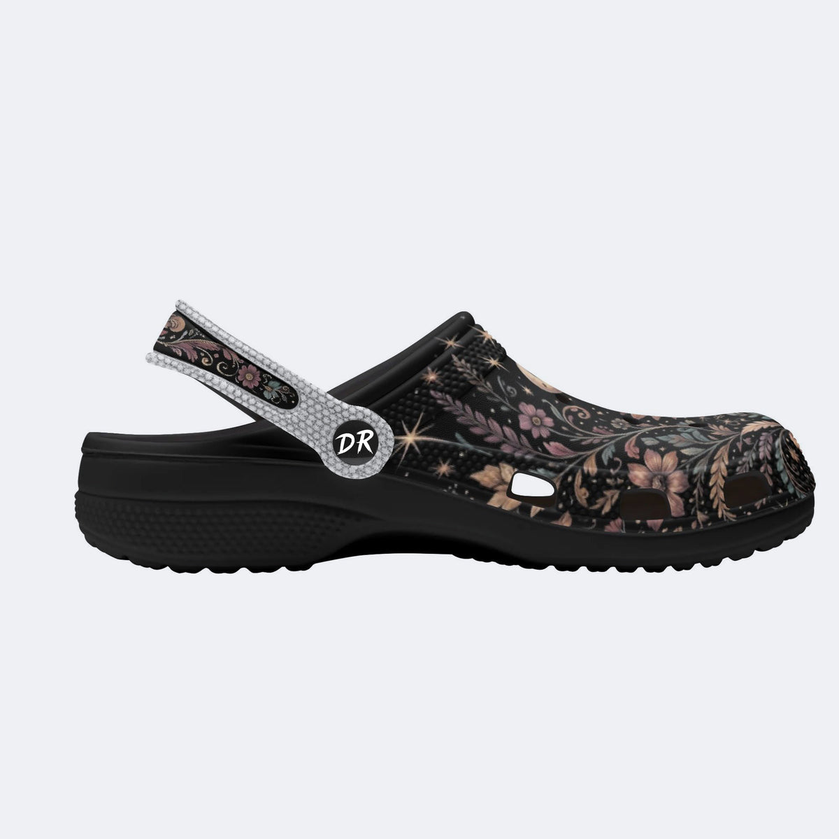 Ornate Celestial Floral Print Fleece-Lined Clogs